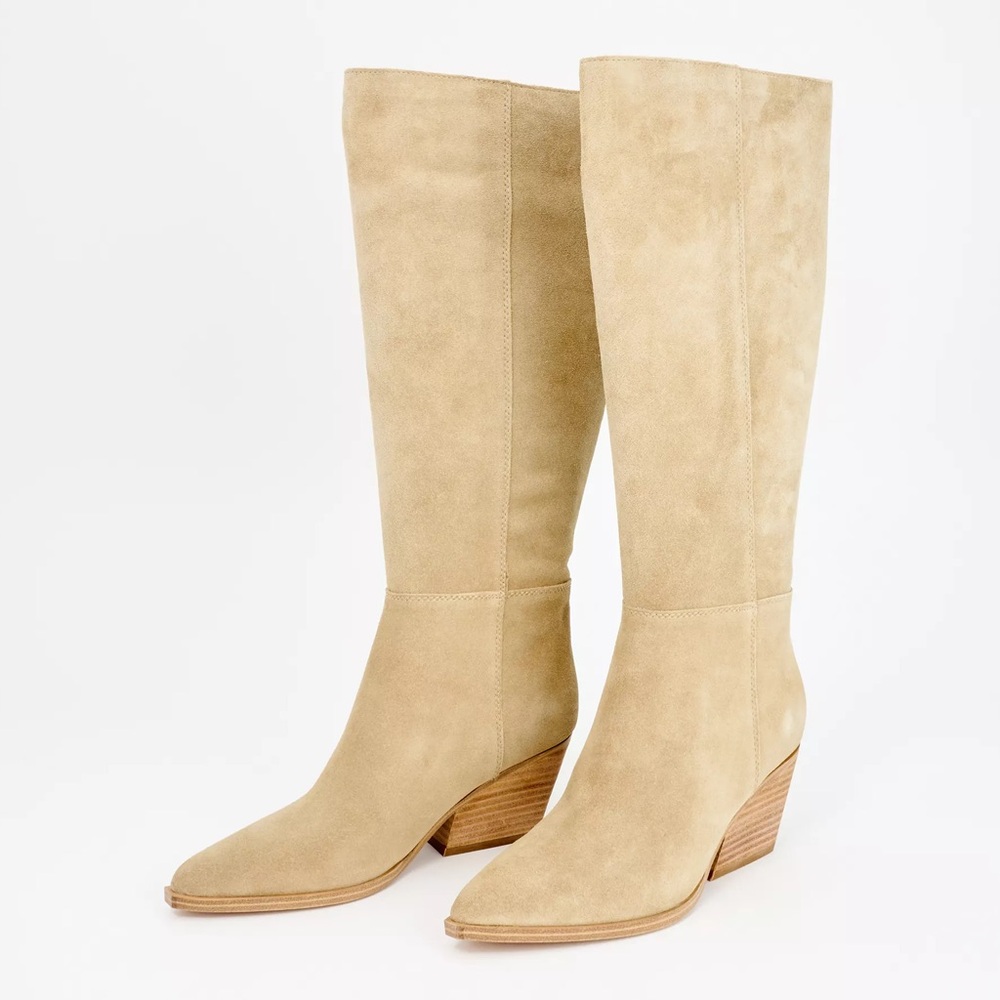 Marc Fisher Challi Pointed Toe Knee High Boot (Women) suede 6M - Picture 2 of 11